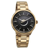 Titan Stellar Analog Men's watch with Sun Moon Phase and Black Dial and Gold Stainless Steel Strap, 10028WM01